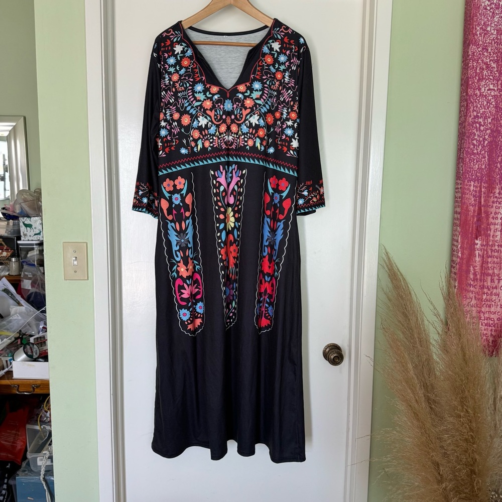 Printed Black Maxi Dress